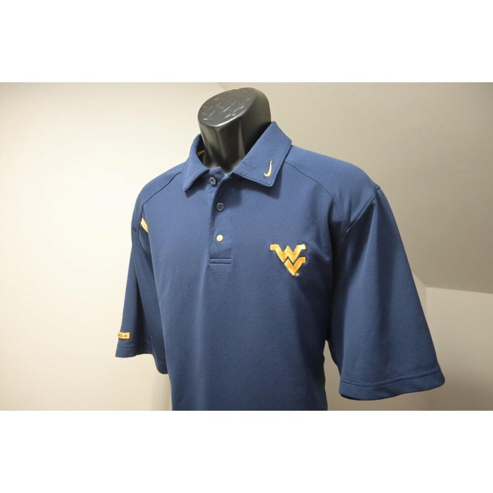 Nike Golf Polo Dri Fit West Virginia Dark Blue Athletic Shirt Mens Sz Large - Picture 2 of 7